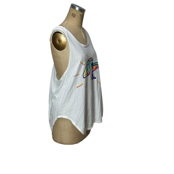 1990s OP tank top with neon logo print One Size - Picture 3 of 6